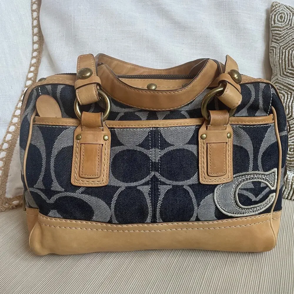 Rare Legacy Denim Lilly Satchel Turnlock Bag | Rainbow Legacy Lining, Vintage